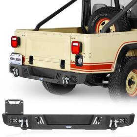 Bxg.1082-s Hooke Road Steel Rear Bumper Fit 76-86 Jeep Cj-5 Cj-7 Cj-8 Scrambler With License Plate Light