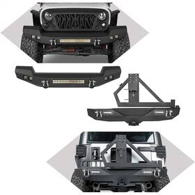 Bxg.2055 Hooke Road Bxg.2028 Rock Crawler Front And Rear Bumper With Tire Carrier For 2007-2018 Jeep Wrangler Jk