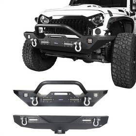 Bxg.2030 Hooke Road 3018 Fit 07-18 Jeep Wrangler Jk&unlimited Front Rear Bumper With D-rings And Led Lights