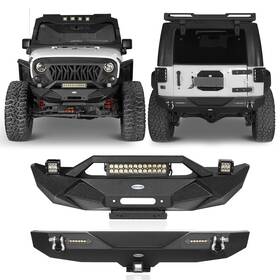 Bxg.2031b Hooke Road Bxg.2030 Front Bumper Rear With Led Lamp And D-rings Fit 07-18 Jeep Wrangler Jk