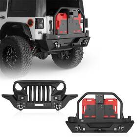 Bxg.2038ab-s Hooke Road Bxg.2015-s Grille Front Rear Bumper Tire Carrier Oil Drum For Jeep Wrangler 07-18 Jk
