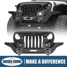 Bxg.2038ab-s Hooke Road Steel Front Bumper With Winch Plate Light For 07-18 Jeep Wrangler Jk Bxg.2038ab-s Hooke Road Steel Front Bumper With Winch Plate Light For 07-18 Jeep Wrangler Jk