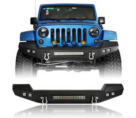 Bxg.2052-f Hooke Road Full Width Steel Front Bumper With Led Light Bar For 2007-2018 Jeep Wrangler Jk