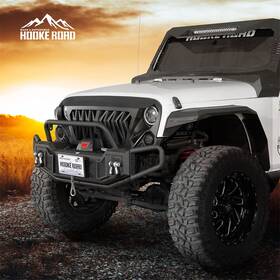 Bxg.2091-s Hooke Road Tubular Front Bumper With Winch Plate D-ring Steel For 2007-2018 Jeep Wrangler Jk