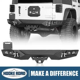 Bxg.2097-s Hooke Road Rear Bumper Bar With Light And Hitch Rreceiver For 07-18 Jeep Wrangler Jk