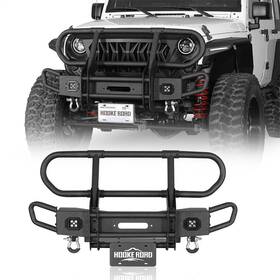 Bxg.2099-s Hooke Road Rock Crawler Stubby Front Bumper With Grille Guard For 2007-2018 Jeep Wrangler Jk