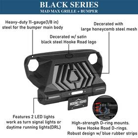 Bxg.2108-bs Hooke Road Bxg.2107-bs Fit 07-18 Jeep Wrangler Jk Windshield Frame Cover Grill /front Bumper /roof Rack