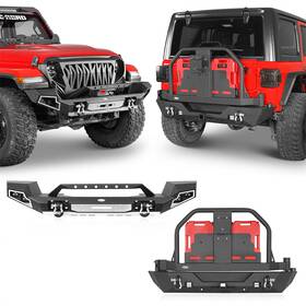 Bxg.3041-1s Hooke Road Bxg.3013-s Fit 18-25 Jeep Wrangler Jl Front Bumper Rear With Tire Carrier And Fuel Can