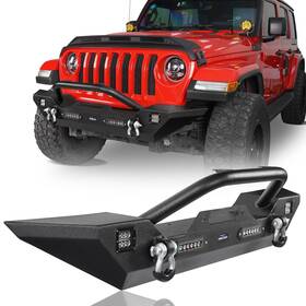 Bxg.3018-1 Hooke Road For 2007-2025 Jeep Wrangler And Gladiator Steel Mid Front Bumper With Led Lights