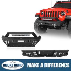 Bxg.7010-s Hooke Road Bxg.3031 Front And Rear Bumper With Winch Plate Light For 20-23 Jeep Gladiator Jt