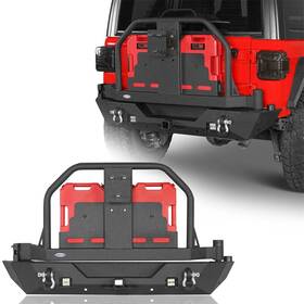Bxg.3041b-s Hooke Road Bxg.3041a-s Texture Steel Black Rear Bumper With Tire Carrier Fit 2018-2024 Jeep Wrangler Jl