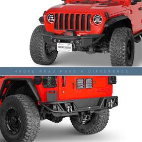 Bxg.3063-s Hooke Road Bxg.3082 Fit 18-24 Jeep Wrangler Jl Tubular Front Rear Bumper With Winch Plate Led Light
