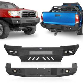 Bxg.4011-s Hooke Road Bxg.4024-1 Fit 2005-2011 Toyota Tacoma Full-width Front Rear Bumper With Skid Plate And Light