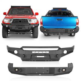 Bxg.4011-s Hooke Road Bxg.4031-s Textured Steel Front And Rear Bumper With Winch Plate For 2005-2011 Toyota Tacoma