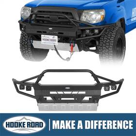 Bxg.4039-s Hooke Road Front Bumper With Skid Winch Plate And Light Fit 2005-2011 Toyota Tacoma