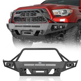 Bxg.4210-s4214 Hooke Road Textured Steel Front Or Rear Bumper With Light Fit 2016-2023 Toyota Tacoma 3rd Gen