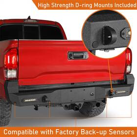 Bxg.4214-s Hooke Road Steel Rear Back Bumper With 2 X 18w Led Floodlights For 2016-2023 Toyota Tacoma