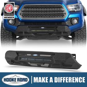 Bxg.4231 Hooke Road Powder Coat Finish Front Bumper With 72w Led Spotlight Bar Fit Toyota Tacoma 16-23