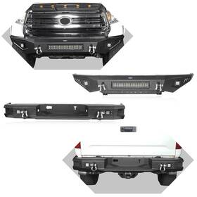 Bxg.5003 Hooke Road Bxg.5001 Textured Steel Front Bumper Rear Bar Combo With Led Light Fit Tundra 14-21