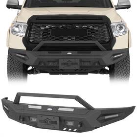 Bxg.5015-s Hooke Road Fit 2014-2021 Toyota Tundra Textured Steel Black Front Bumper With Skid Plate