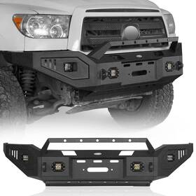 Bxg.5211-s Hooke Road Full Width Front Bumper With Winch Plate And Led Lights For 2007-2013 Toyota Tundra
