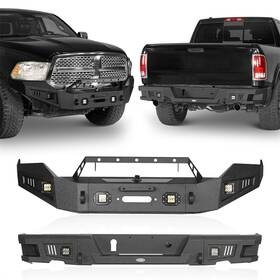 Bxg.6005 Hooke Road Bxg.6001 For 2013-2018 Dodge Ram 1500 Front And Rear Bumper Kit With Winch Plate Led Lights