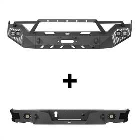 Bxg.6020-s Hooke Road Steel Front Rear Bumper For 2013-2018 Dodge Ram 1500 With Winch Plate And Led Lights