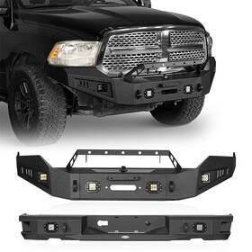 Bxg.6200-1 Hooke Road Bxg.6025-s Combo Front And Rear Bumper With Winch Plate Fit 2009-2012 Dodge Ram 1500