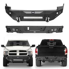 Bxg.6005 Hooke Road Bxg.6201 Off-road Steel Front Rear Bumper With Led Light Bar For 2009-2012 Dodge Ram 1500