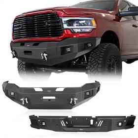 Bxg.6304 Hooke Road Bxg.6300 Heavy Duty Steel Front Rear Bumper With Winch Plate For 19-24 Dodge Ram 2500 3500