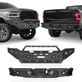 Bxg.6304-1 Hooke Road Bxg.6305 Steel Front Rear Bumper With Skid And Winch Plate Light Fit 2019-2024 Ram 2500 3500
