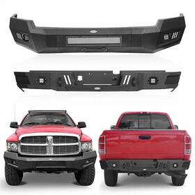 Bxg.6463 Hooke Road Bxg.6460 Textured Steel Front And Rear Bumper With Led Light For 2003-2005 Dodge Ram 2500 3500