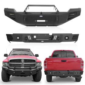 Bxg.6463 Hooke Road Bxg.6464 Textured Steel Front Rear Bumper With Winch Plate For 2003-05 Dodge Ram 2500 3500