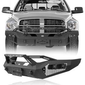 Bxg.6481 Hooke Road Front Bumper With Winch Plate And 4x Led Lights Fit 2006-2009 Dodge Ram 2500 3500