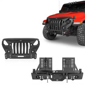Bxg.3020ab-s Hooke Road Bxg.7018-s Fit 2020-2025 Jeep Gladiator Jt Grille Front Bumper And Rear With Tire Carrier