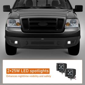 Bxg.8008 Hooke Road Hr Guardian Front Bumper With 2 25w Led Spotlights Fit 04-08 Ford F-150 Rugged