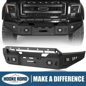 Bxg.8213-s Hooke Road Bull Bar Front Bumper With Winch Plate And Light For 2009-2014 Ford F150
