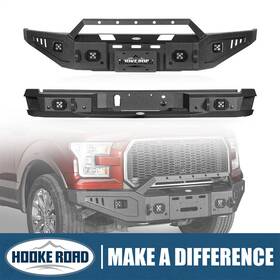 Bxg.8284 Hooke Road Bxg.8280 Front Rear Bumper With Winch Plate Led Light Fit 2015-2017 Ford F-150