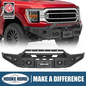 Bxg.8300 Hooke Road Front Bumper Steel With Winch Plate And Light Fit 2021-2023 Ford F-150