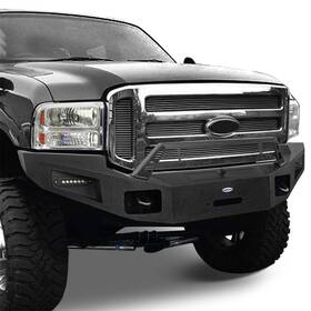 Bxg.8502 Hooke Road For 2005 2006 2007 Ford F250 F350 Front Bumper With Winch Plate And 2x Led Spotlights