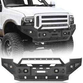 Bxg.8505 Hooke Road Front Bumper With Winch Plate And Skid Fit 2005 2006 2007 Ford F-250 F-350