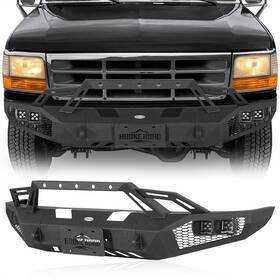 Bxg.8544 Hooke Road Front Bumper With Winch Plate And Lights Fit 1992-1996 Ford Bronco F-150 F-250 F-350
