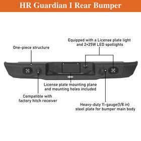 Bxg.8821 Hooke Road Heavy Duty Steel Fit 93-11 Ford Ranger Fleetside Rear Bumper With Led Spotlights