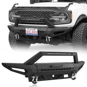 Bxg.8912-s Hooke Road Off-road Steel Front Bumper With Light Bar And D-rings For Ford Bronco 2021-2024