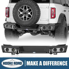 Bxg.8923-s Hooke Road Rear Back Bumper With Led Lights And D-rings Fit 2021-2024 Ford Bronco