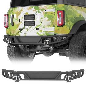 Bxg.8944-s Hooke Road Tubular Steel Rear Back Bumper With Led Lights And D-rings Fit 2021-2025 Ford Bronco