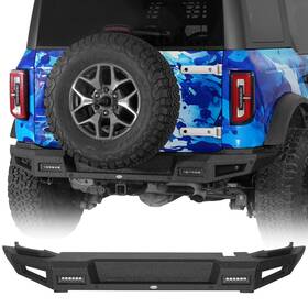 Bxg.8947-s Hooke Road Classic Offroad Steel Rear Back Bumper With Led Lights Fit 2021-2026 Ford Bronco