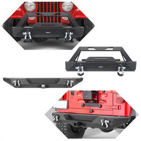 Bxg.9016 Hooke Road Bxg.9015 Steel Front And Rear Bumper With Led Lights D-rings For 1976-1986 Jeep Wrangler Cj-7