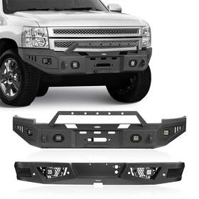 Bxg.9024 Hooke Road Bxg.9027 Combo Front And Rear Back Bumper With Led Light For 2007-2013 Chevy Silverado 1500