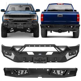 Bxg.9024-1 Hooke Road Bxg.9038 Front Bumper Rear With Winch Plate And Light Fit 16-18 Chevy Silverado 1500